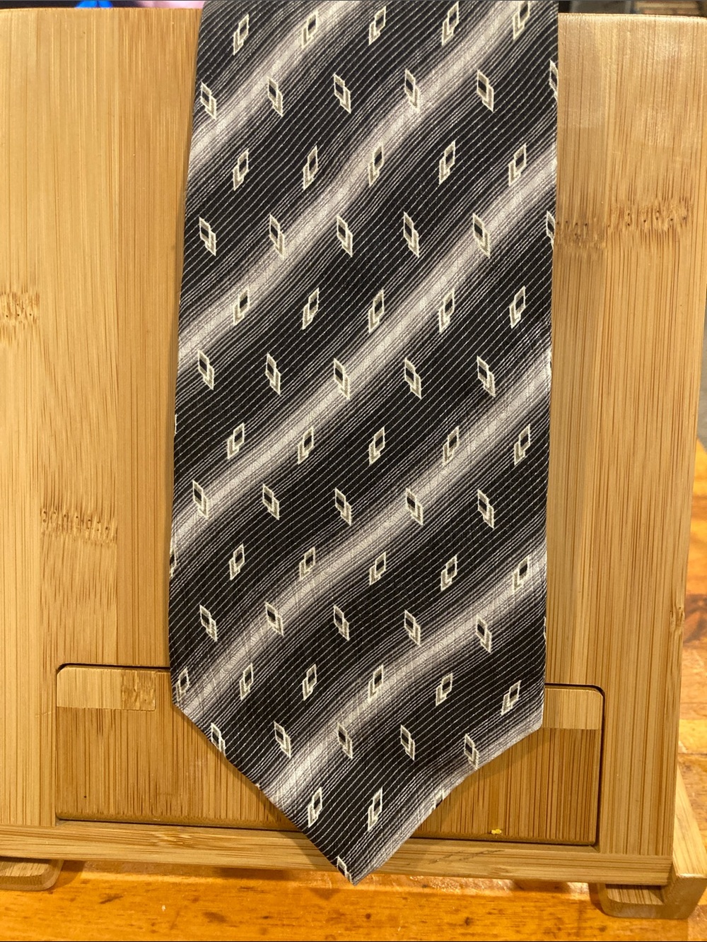 Alexander Julian Black and White Diagonal Pattern Tie